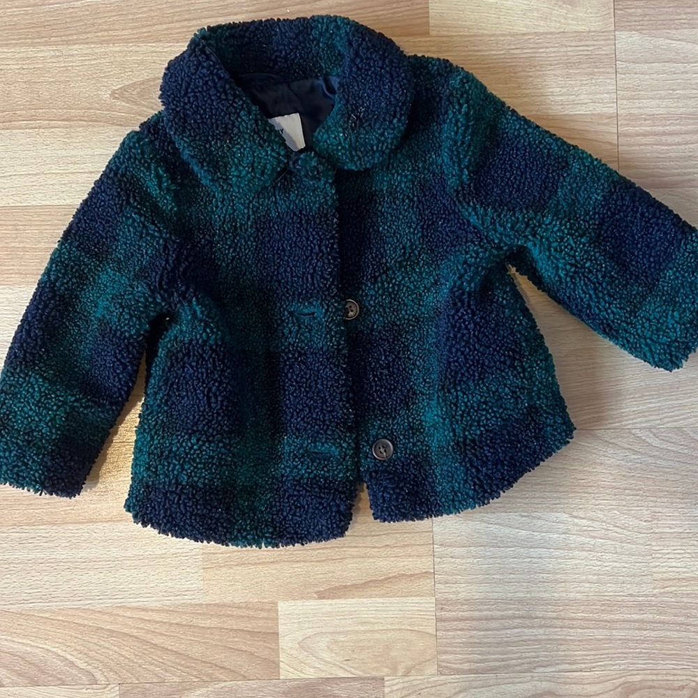 Plaid fleece button up jacket